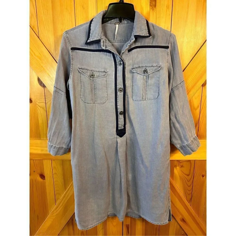 Free People Blue/Gray Dress size XS (3952)Read